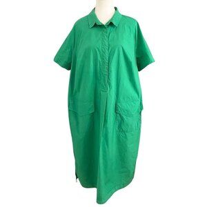 MARINA RINALDI SPORT GREEN COTTON-POPLIN DRESS - 16
